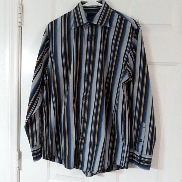 Indigo Palms Tommy Bahama Shirt Men's Size Medium Button Up Striped Long Sleeve - Picture 5 of 6